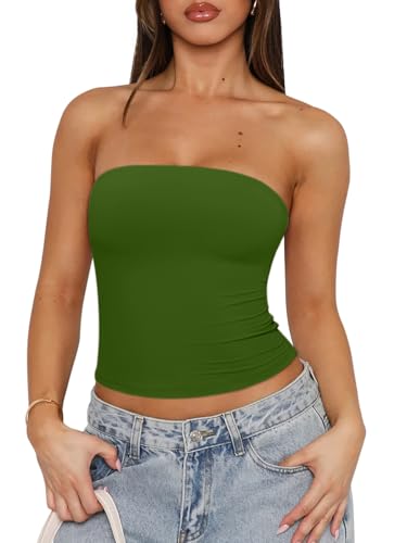 Tube Tops Double Lined Non Slip Silicone Gripper 21 tube tops - garden green