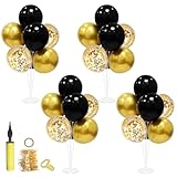 ZJDHPTY Black and Gold Party Decorations Balloon Stand Table Centerpieces for Birthday Wedding Retirement Anniversary Father's Day Halloween New Years Graduation Decorations 2025 (Black gold set4)