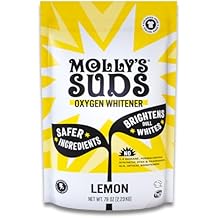Mollys Suds Oxygen Whitener | بديل التبييض القوي، خالي من الكلور وآمن للألوان | يضيء البيض ويزيل البقع زيت الليمون النقي العطري - 79 أونصة
