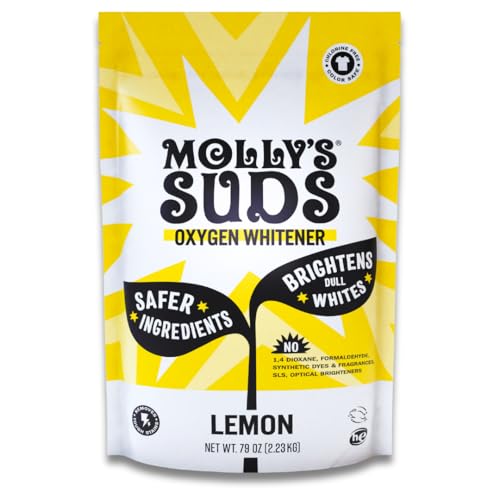 Molly's Suds Oxygen Whitener | Powerful Bleach Alternative, Chlorine Free & Color Safe | Brightens Whites and Removes Stains (Pure Lemon Essential Oil - 79 oz)