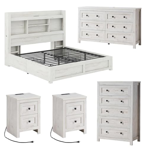 LUXOAK 5-Piece Farmhouse Bedroom Set