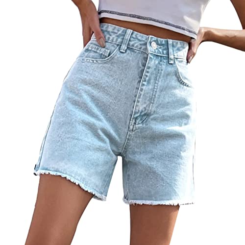 Photo de Short Court Femme Jeans Élégant Pantalon Court en Denim Décontracté Élastique à la Taille Pantalon avec Poches Curvy Doux Mini Shorts Confortable Vintage Pants à la Mode Fête Night Club Discothèque