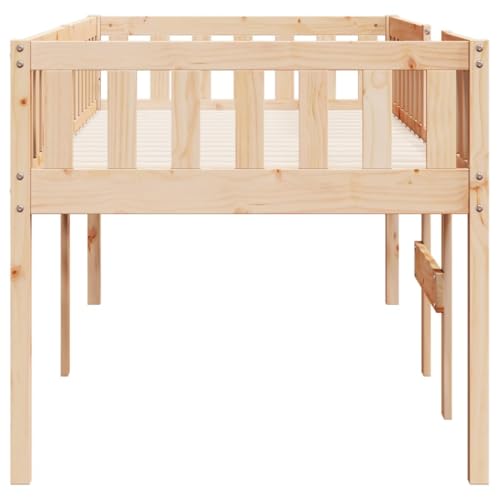 Vidaxl Letto Per Bambini Senza Materasso 75X190 Cm Legno Massello Pino, Letto A Soppalco Con Scala, Letto A Castello Singolo, Struttura Letto A Soppalco - 6