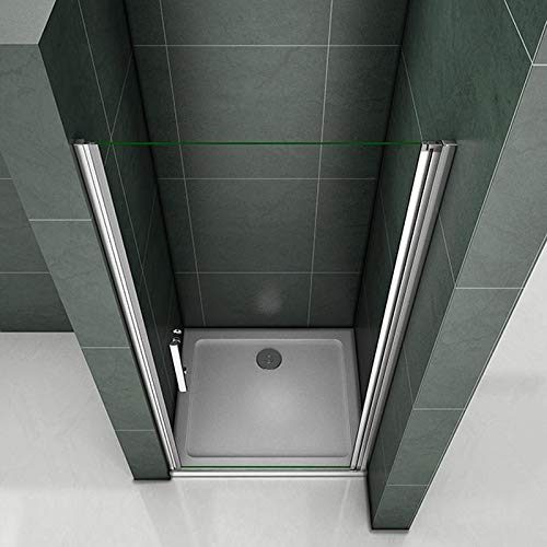 Box Doccia Nicchia Battente Trasparente, Piatto (80x185cm, Piatto 80x80cm)