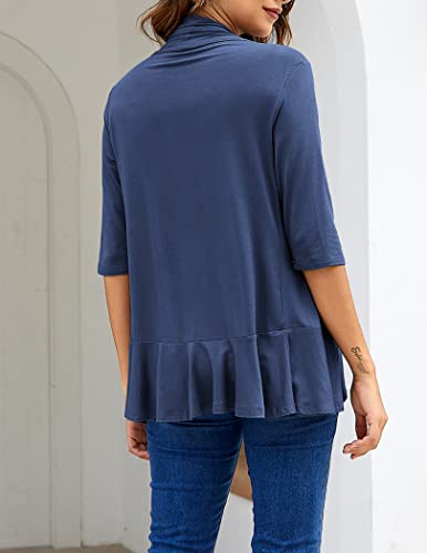 Image of Zeagoo Women's Open Front Cardigan 2026 Spring Summer Lightweight 3 /4 Sleeve Draped Ruffles Cardigans S-3XL