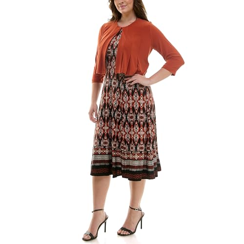 Danny & Nicole Women's Solid Cardigan and Printed Dress Set3