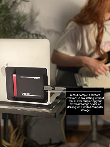Image of External Hard Drive Holder for Laptop-Closed Pocket Design with Cable Hole for Safe Storage-Multi-Use Computer Accessories Adhesive Pouch-Meant to Expand Storage and Eliminate Boundaries,Black