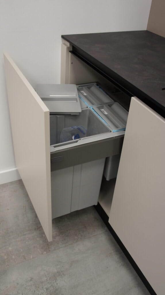 Mülltrennsystem LINEA 560 für 45 cm Spülenunterschrank - Mülleimer Küche Unterschrank (2x 17L), Abfalleimer Küche, Mülleimer 2 Fächer, Einbaumülleimer, Doppelmülleimer, Anthrazit