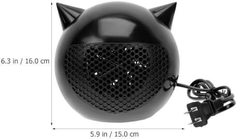 Mini Electric Space Heater Cartoon Desktop Warmer Black Abs