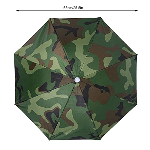 Foto von Nivvity Fishing Hat Umbrella, Outdoor Sonnenschirm 65 Cm Sonnenschutz Winddichter Kopfschirm Regenschirm-klapphut Tragbarer Regenschirm Angelschirm for Hiking Golf Camping Headwear Cap