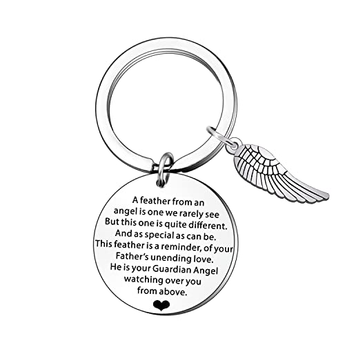 JETTOP Regalo commemorativo per papà in memoria della persona amata – simpatia e lutto per la perdita del padre (una piuma), Argento, Taglia unica