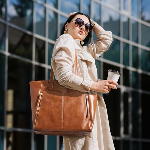 Missnine Tote Bag For Women With Zipper, Leather Purse And Handbags, Ladies Top-Handle Shoulder Hobo Bags For Work thumb #1