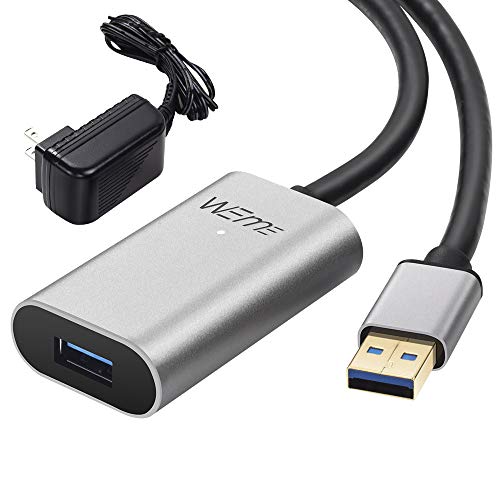 WEme USB 3.0 Active Extension Cable, 32 Feet 10 Meter USB 3.0 Extender Cord for Oculus VR, Xbox 360 Kinect, PlayStation with 5V2A Power Adapter, Aluminum
