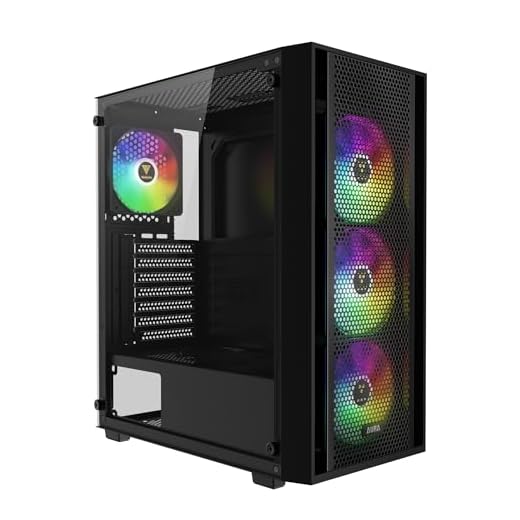 GAMDIAS ATX Mid Tower Computer PC Case with Tempered Glass, 4X 120mm ARGB PWM Fans Gaming Case, Support Up to 6X 120mm Fans, 360mm AIO/Radiator, 260mm GPU/VGA, 160mm CPU Air Cooler