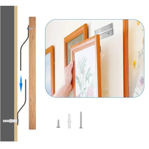 Image of Cleat Picture Hanger 12 Pcs Hardware Kit for Hanging Plywood Picture Hooks, Wall Bracket Hardware Kit Aluminum Z Bar Hangers