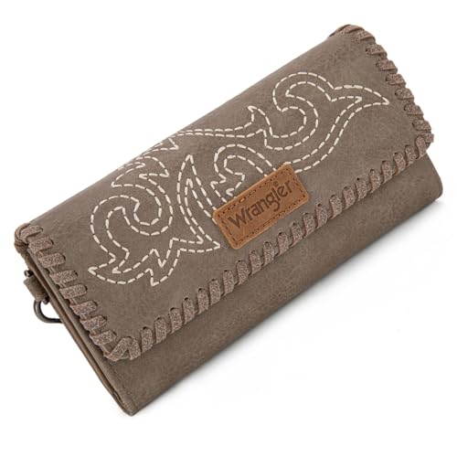 Image of Montana West X Wrangler Western Wallets for Women Trifold Wristlet Wallets Large Capacity Women Clutch Wallet with Coin Purse
