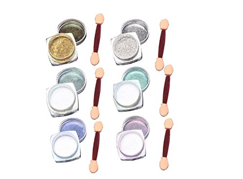 XICHEN@ 6 Colors Magic Mirror Chrome Effect Metallic Powder Set Nail Art Pigment