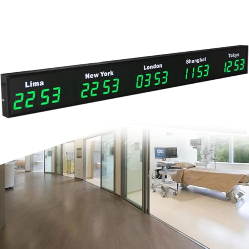 Horloge Mondiale 3/4/5 Fuseaux Horaires, Grande Horloge Mondiale Numérique, Horloge Mondiale Multi-Fuseaux Horaires D'intérieur à Montage Mural, for...