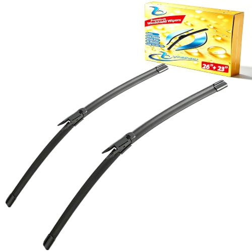bynahau 26"+23" Windshield Wiper Blades-OEM Automotive Replacement for Toyota 2007-21 Tundra,08-22 Sequoia Car Front Wipers,All-Weather;Natural Rubber;Streak‑free Quiet;Quick install;Pinch Tab;Durable