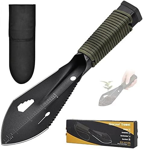 Yeacool Backpacking Shovel, Camping Hand Trowel, Lightweight Hiking Shovel, Small Potty Multitool with Carrying Pouch for Digging, Metal Detecting, Gardening, Survival and Outdoor