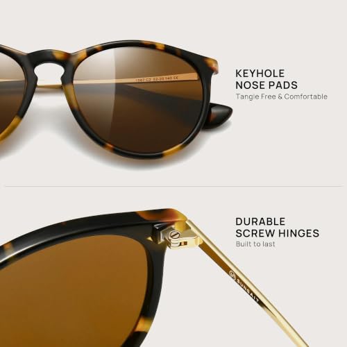 Image of SUNGAIT Premium Vintage Round Sunglasses for Women Men Classic Retro Style