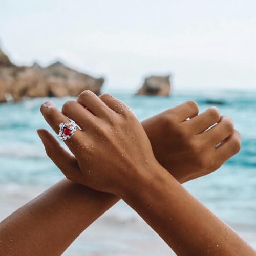 Women's teardrop shape gemstone engagement ring set ruby, sapphire, emerald, amethyst turquoise birthstone 925 silver flower design ring, unique bridal wedding ring, size 4-162