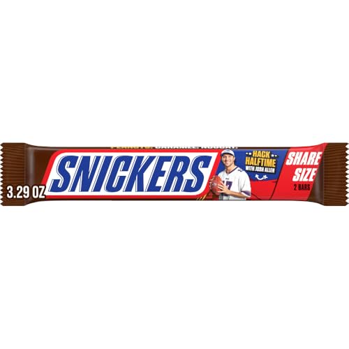 SNICKERS NFL Football Milk Chocolate Candy Bars, Share Size, 3.29 oz (Package May Vary)