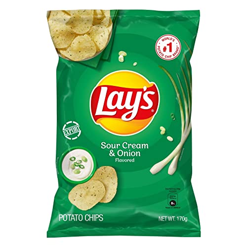 Lays Sour Cream and Onion Potato Chips 170g pack of 1