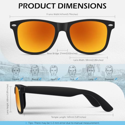 Image of Sunier Polarized Sunglasses for Men and Women, Retro Square Matte Finish UV400 Protection Shades for Driving, Fishing