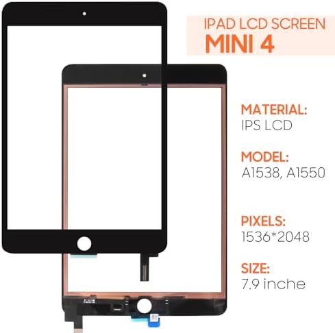 Touch Screen Replacement for iPad mini 4 A1538, A1550 7.9",for iPad mini 2014 Touch Screen Panel Digitizer Screen Replacement Repair Kits (Black) — 사진 2
