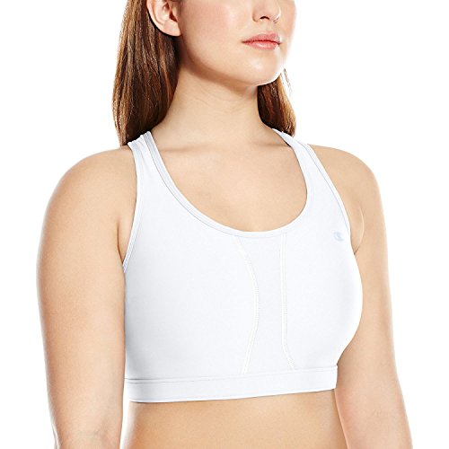 Champion Plus-Size Vented Compression Sports Bra, White, 1X Large