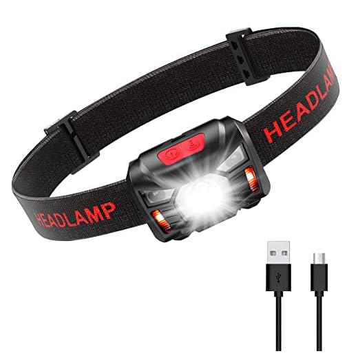 Lampada Frontale LED, Linkax Torcia Frontale LED USB Ricaricabile con Sensore Movimento, Lampada da Testa Ricaricabile per Pesca, Campeggio, Ciclismo, Caccia,Trekking, IPX4 Impermeabile Luce Frontale