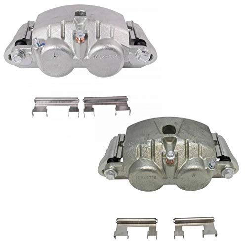 Image of TRQ Rear Driver and Passenger Side Brake Caliper Set Caliper Brackets Hardware Compatible with 01-03 Chevrolet Silverado 3500, 01-03 GMC Sierra 3500, 04-06 Chevrolet Silverado 3500 12000LB GVW