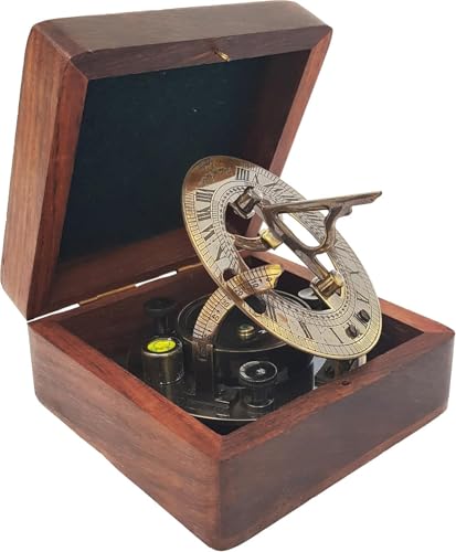 Brújula Náutica Vintage de Latón con Almanaque Solar miniatura 6