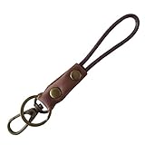 Wristlet Keychain-Vintage Leather Key Chain with Metal Lobster and Key Ring (6in)