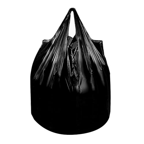 Image of Waikas 4 Gallon Trash Bag with Handles, Pack of 80, Unscented Garbage Bags, Size 45 * 55cm, 4.15g /pcs, 1Mil Thickness, Unscented, Black