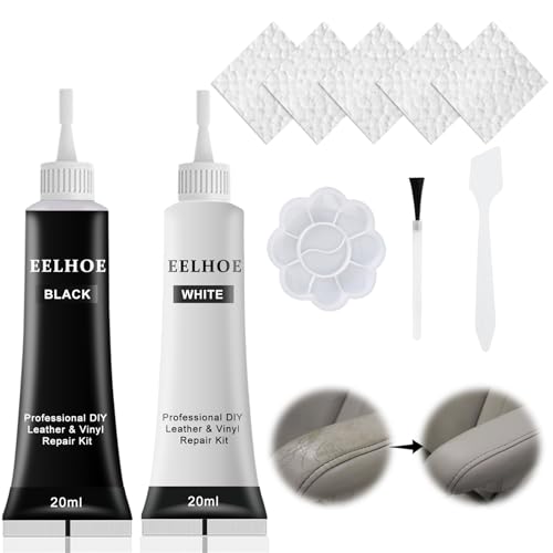 Leather Repair Agent Kit de réparation Crema de Reparación de Cuero,2PCS Kit Reparación de Cuero,Pasta de Reparación de Cuero,Cuero Liquido Reparador ,Reparación Arañazos en Cuero (Negro+Blanco)