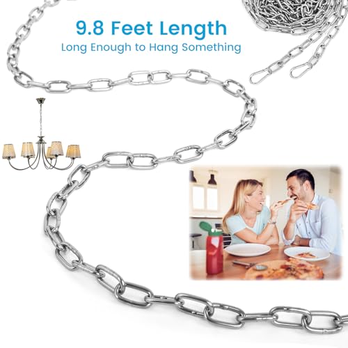 image for Syocsek 10 Feet Long Light Duty Chain, 5/64 Inch Small Metal Chain wit