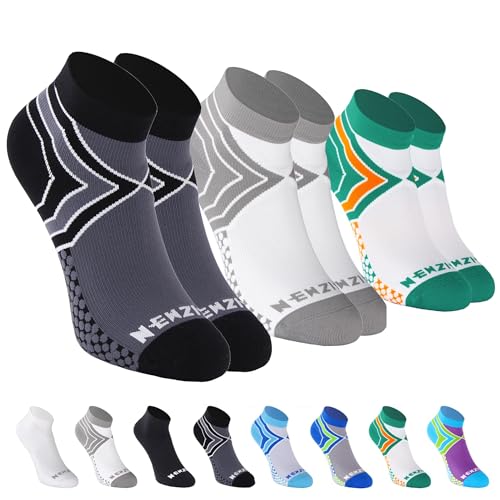 Image of NEWZILL Ankle Compression Socks for Men & Women, Cushioned Low Cut Compression Running Socks with Ankle Support