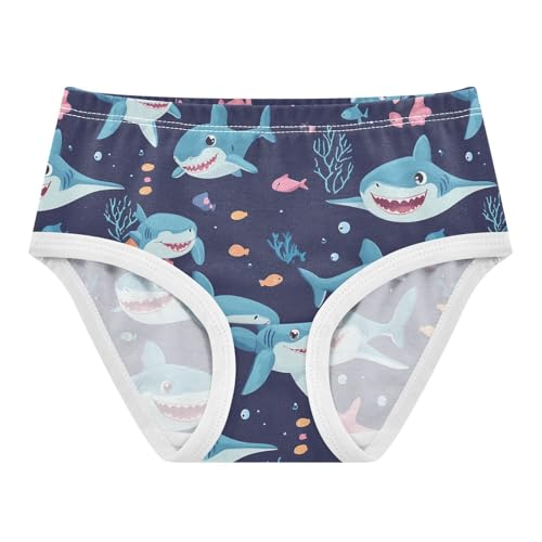 Wusikd Cartoon Sharks Fish Girls' Underwear Cotton Cute Girls Briefs Soft Toddler Underwear 2T