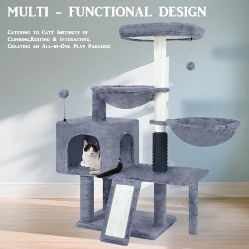 Árbol para Gatos con Rascador y Hamaca Gris miniatura 3