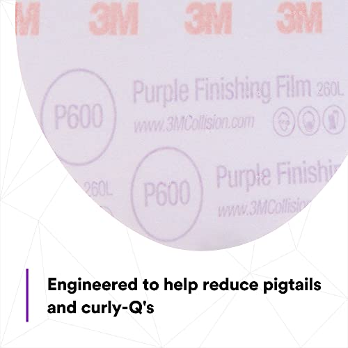Image of 3M Hookit Purple Finishing Film Abrasive Disc 30671, 6 in, 600+ Grade, 50 Pack, Clear Coat Sanding, Paint Finishing, Defect Removal, Long Lasting