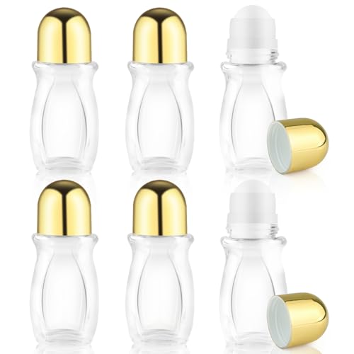6 Pack Glass Roll On Bottles Empty Deodorant Roller Bottles Refillable Essential Oil Roller Bottles Perfume Sample Bottles Travel DIY Deodorant Containers (50ml/1.7oz)