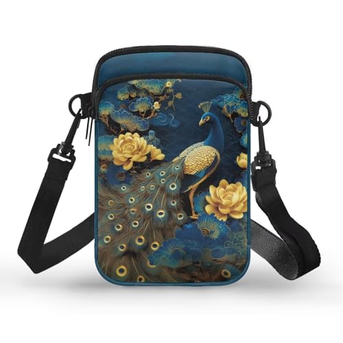 Image of Hawaiian Tribal Small Crossbody Bags for Women Cell Phone Bag Purse, Sea Turtle Zipper Sling Purses Shoulder Bag