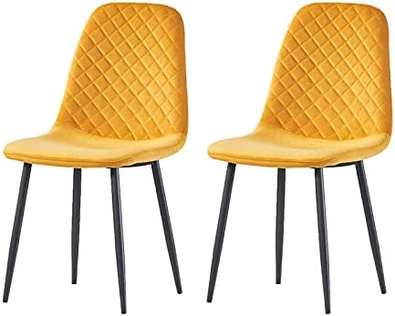 AINPECCA Set of 4 Velvet Dining Chairs Fabric Upholstered seat with Metal Legs Dressing Lounge Home(Black,4)
