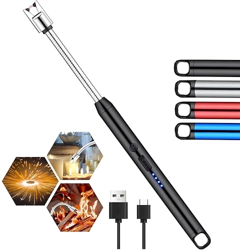 Image of Gas Lighter Electric Rechargeable | 360 Flexible Neck USB Charging Cable | Kitchen Gas Stove Lighter Multi-Purpose Windproof Multicolor (Pack of 1)