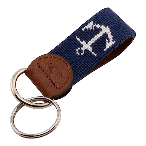 Image of Leather Hand-Stitched Needlepoint Key Fob or Key Chain