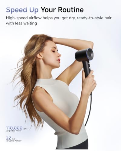 Image of Laifen Swift Special Hair Dryer, High Speed 200M Ionic Blow Dryer with 110, 000 RPM Brushless Motor for Fast Drying, Low Noise, Hairdryer with Magnetic Nozzles, HD501