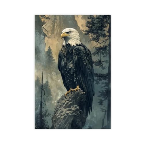 Poster Aigle à tête blanche déco murale moderne, grande toile de salon 50x76 cm