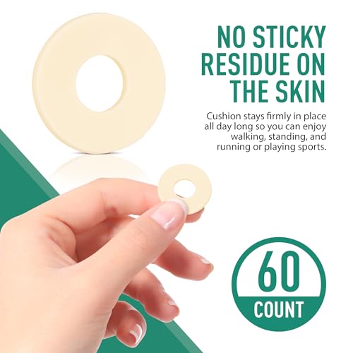 Image of Comfwalk Callus Cushions Pads, 60-Count, Round Soft Foam, Beige Skin Color | Prevents Calluses, Corns, blisters and mosquito bites on feet from pressure and friction